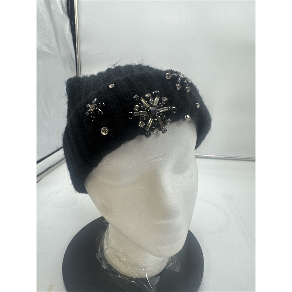 Victoria's Secret Winter Angel Pom Pom Beanie Hat w/ Bling Black -New in Package